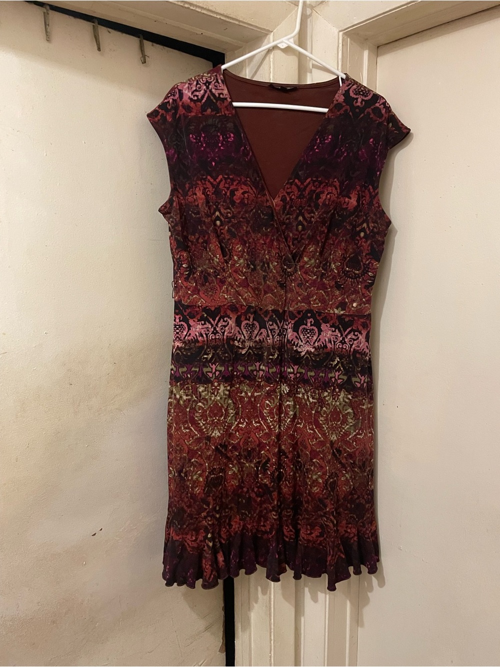 Glamour Women’s Multicolor Paisley V-Neck Sleeveless Knit Knee Dress Size 16